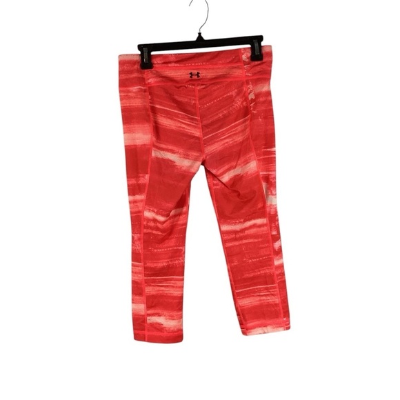 Under Armour HeatGear Capri Leggings Orange-Red Abstract Print Size M - Picture 4 of 5
